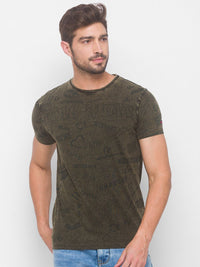 Being Human Men Green Typography T-shirt