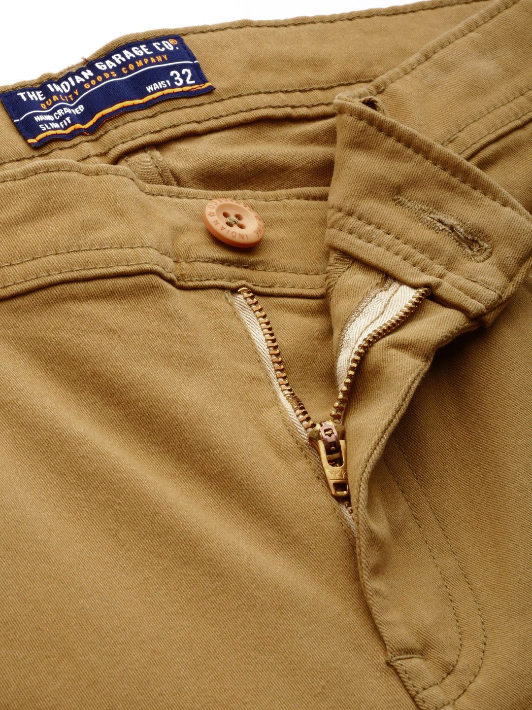 The Indian Garage Co Men Khaki Slim Fit Chinos Trousers