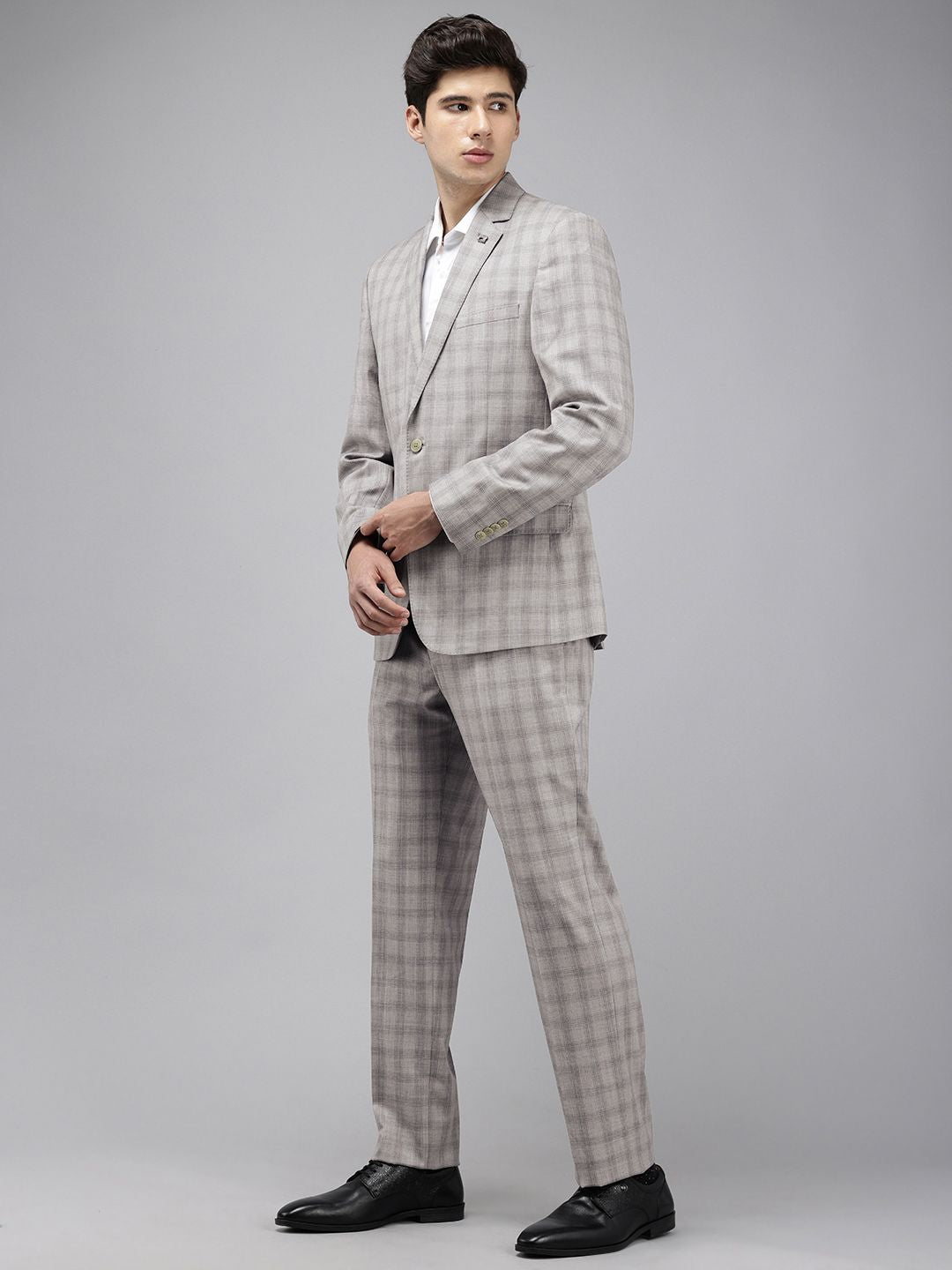 Park Avenue Checked Notched Lapel Single-Breasted 2 Piece Formal Suits