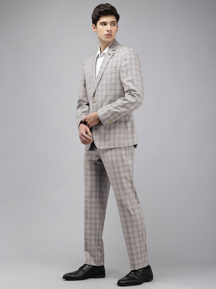 Park Avenue Checked Notched Lapel Single-Breasted 2 Piece Formal Suits