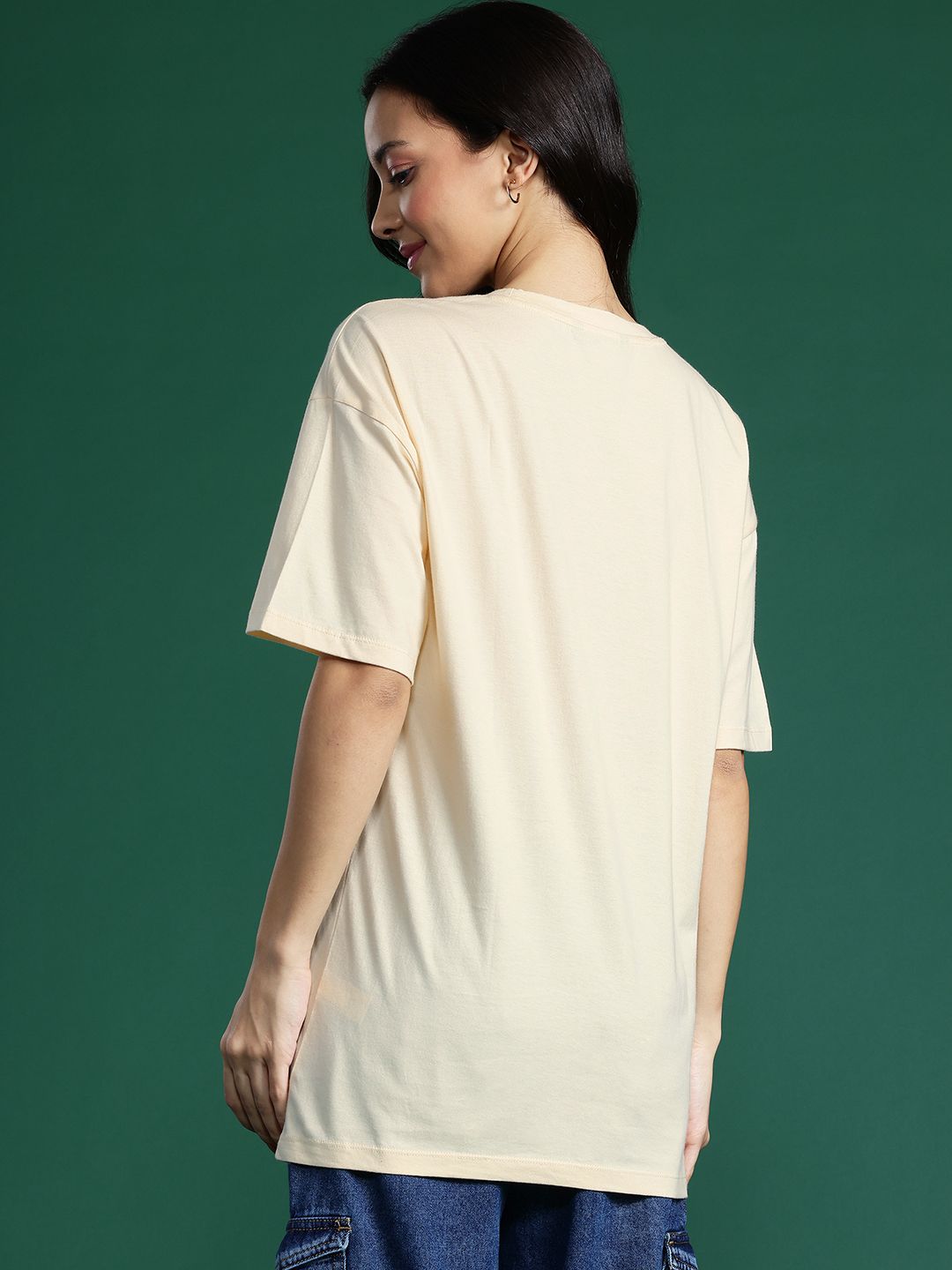 DressBerry Printed Drop-Shoulder Sleeves Pure Cotton T-shirt