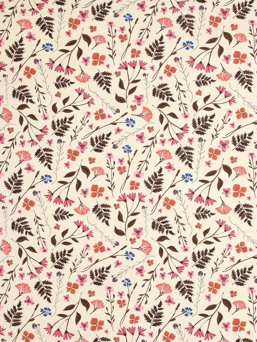 BOMBAY DYEING Epigram Cream-Coloured Printed Pure Cotton 120 TC Queen Bedsheet Set 2.24 m X 2.54 m