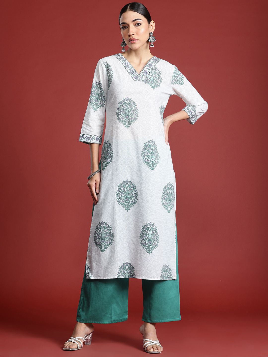 Indo Era Floral Printed Pure Cotton Kurta
