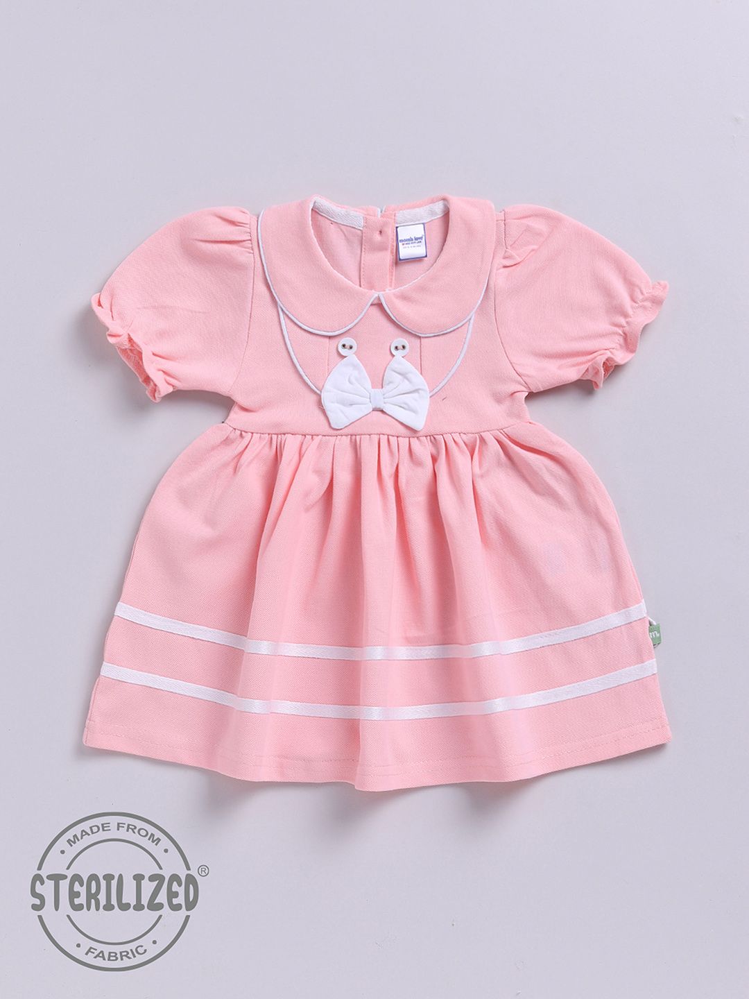 Moms Love Infant Girls Peter Pan Collar Puff Sleeve Fit & Flare Dress
