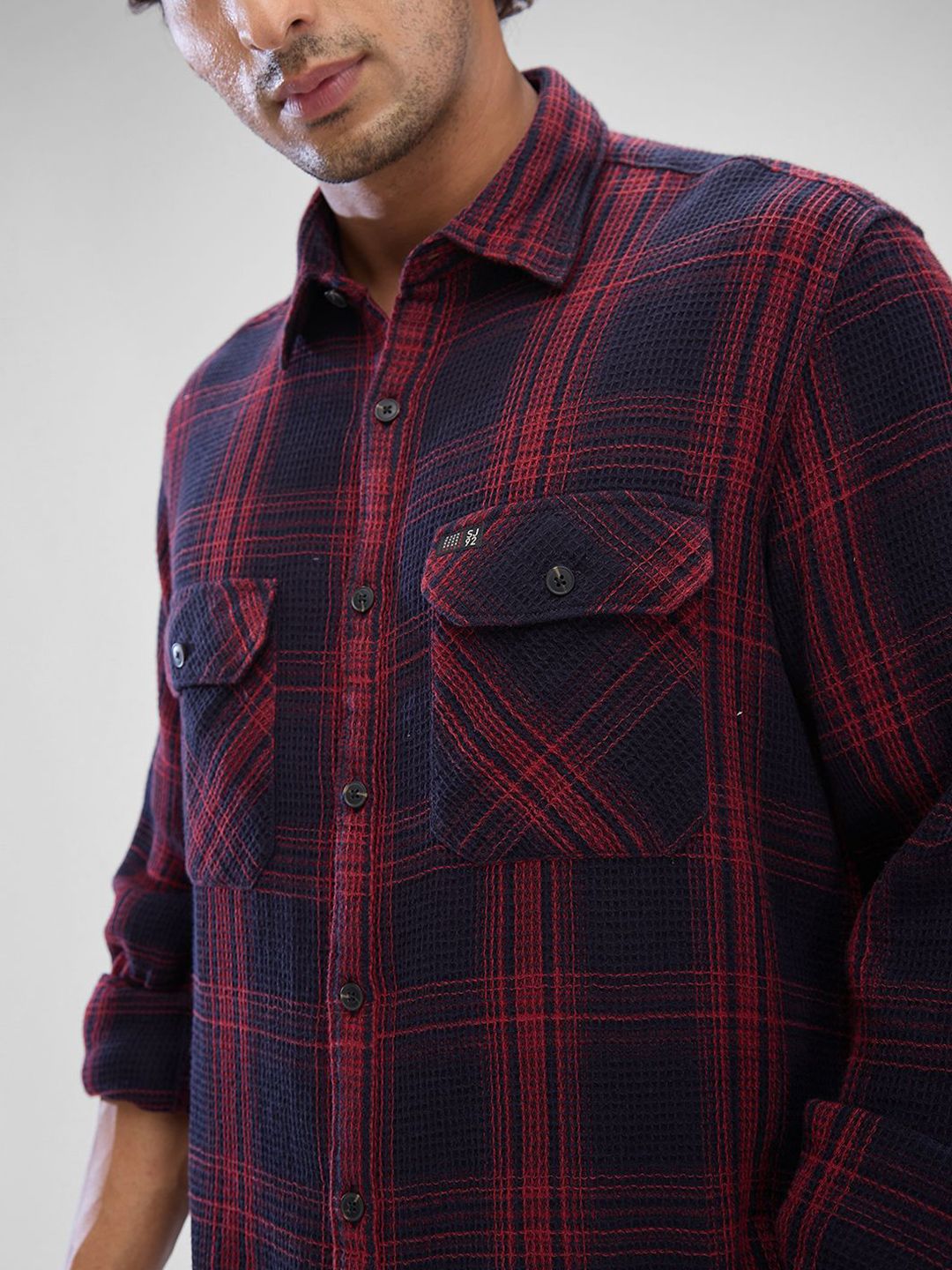 SPYKAR Men Slim Fit Opaque Checked Spread Collar Casual Shirt