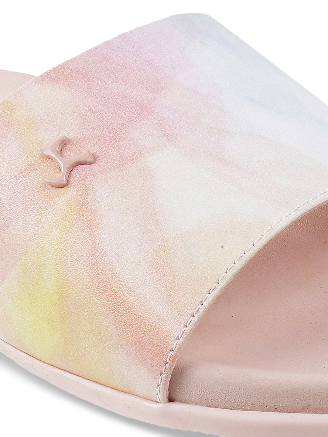 Mochi Women Pink Printed Open Toe Flats