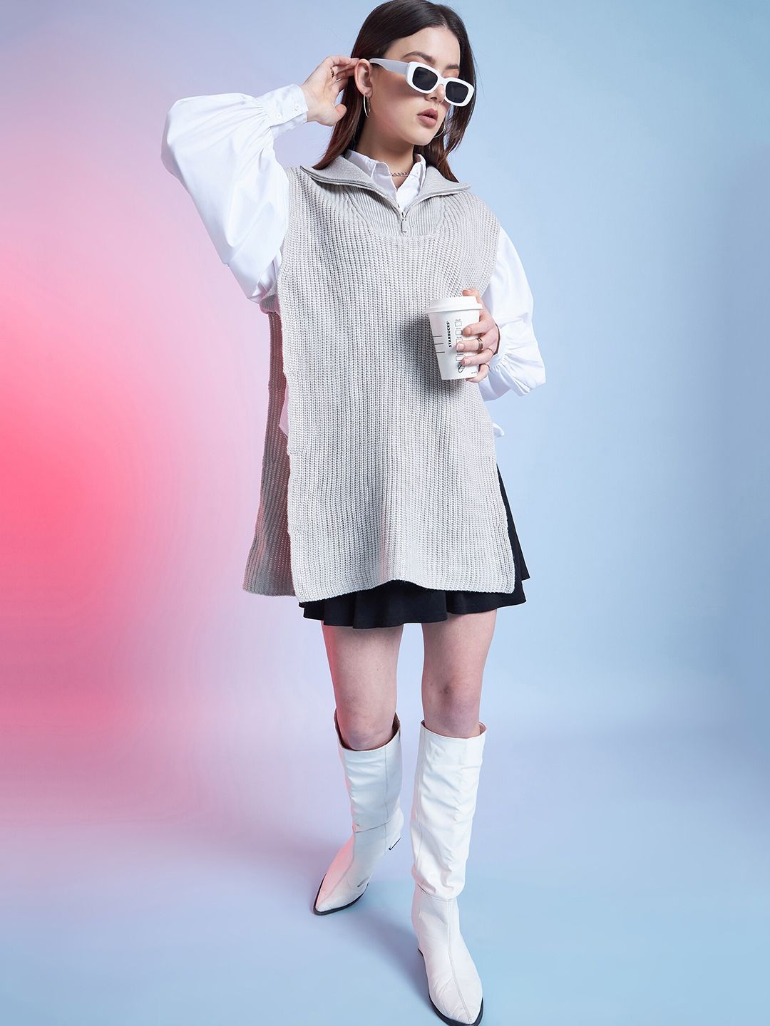 STREET 9 Ribbed Longline Pullover