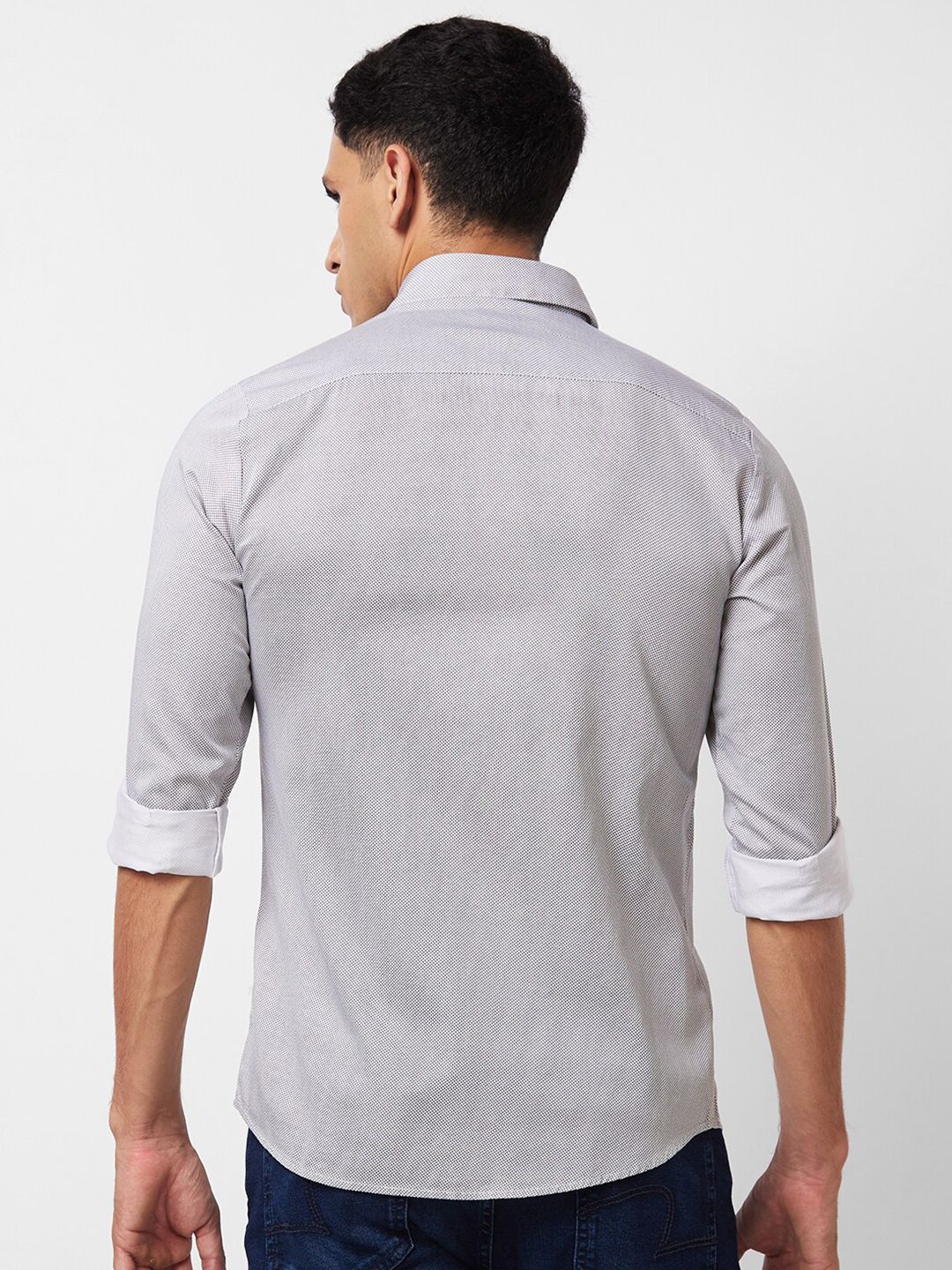 SPYKAR Slim Fit Textured Self Design Opaque Cotton Casual Shirt