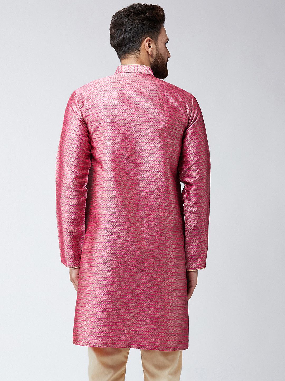 SOJANYA Men Pink Woven Design Straight Kurta