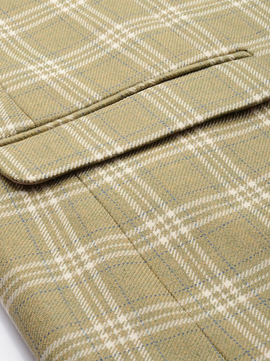 Park Avenue Notched Lapel Single Breasted Checked Slim Fit Formal Blazer