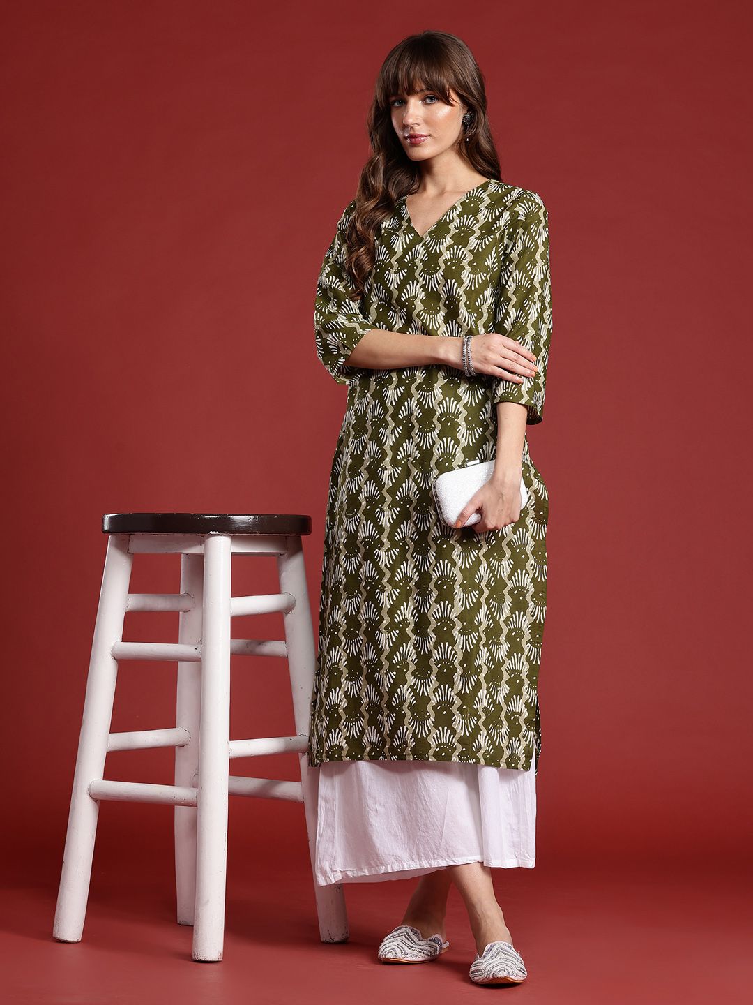 Anouk Abstract Printed Pure Cotton A-Line Kurta