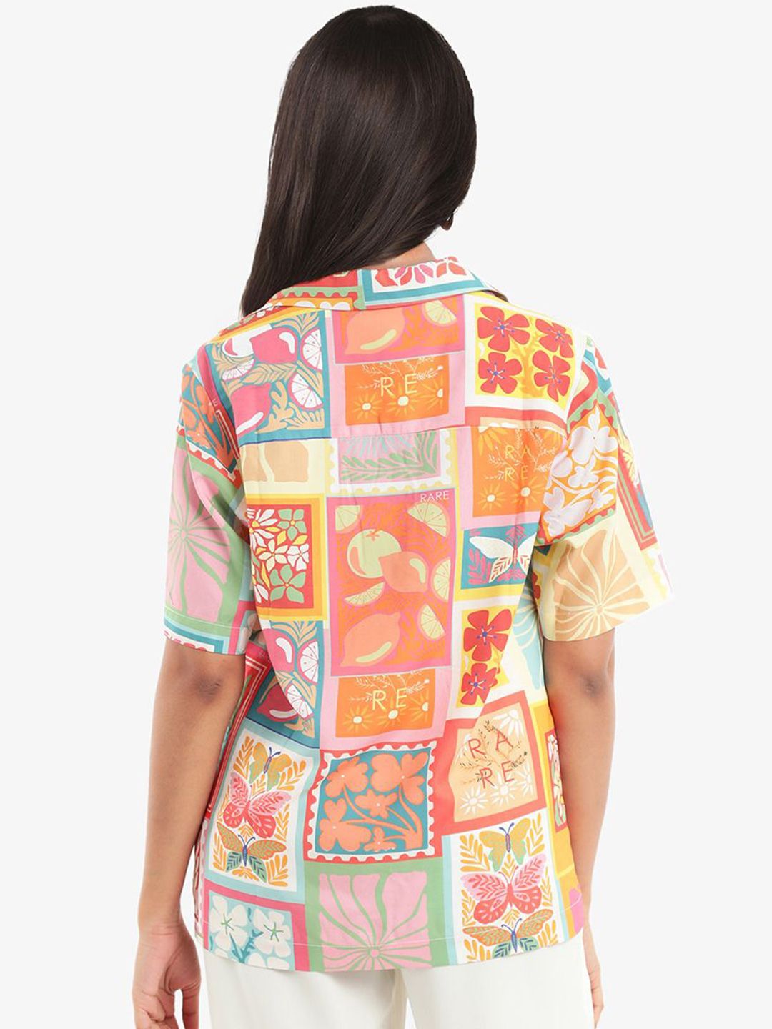 RAREISM Women Floral Printed Shirt Collar Top