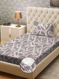 Myntra Elegant Homes Grey & Brown 300 TC Single Bedsheet with 1 Pillow Covers