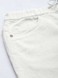 The Indian Garage Co Men White Slash Knee Printed Stretchable Jeans