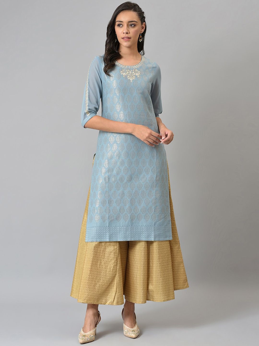 W Women Blue Ethnic Motifs Kurta