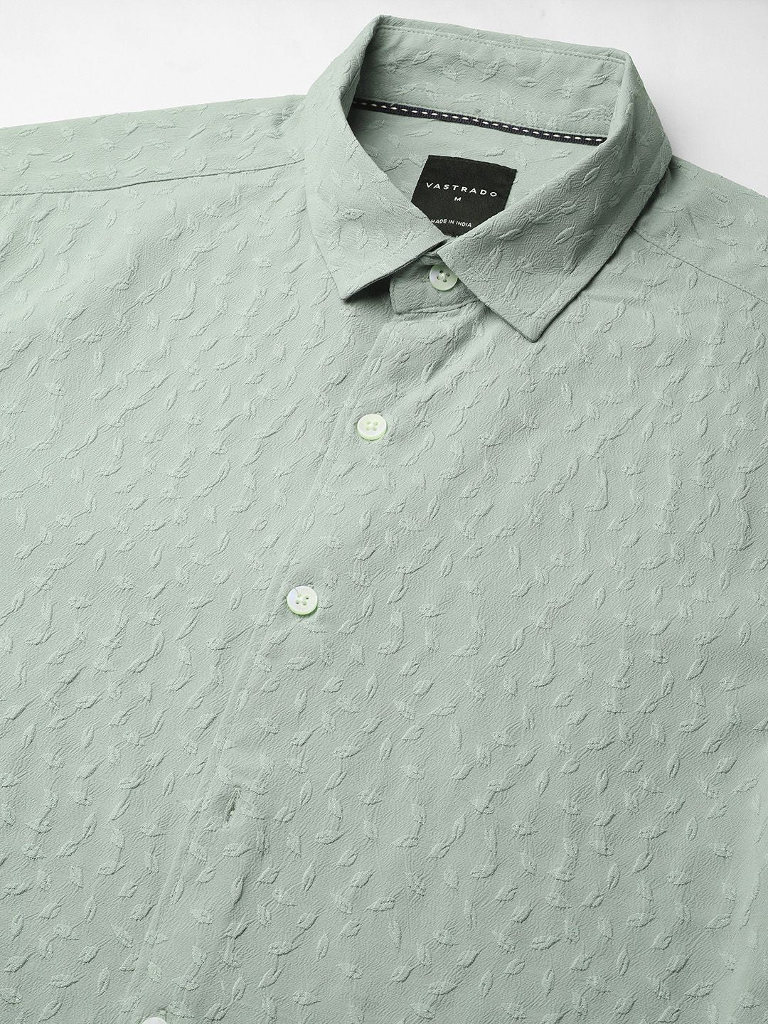 VASTRADO Men Classic Spread Collar Textured Slim Fit Casual Shirt
