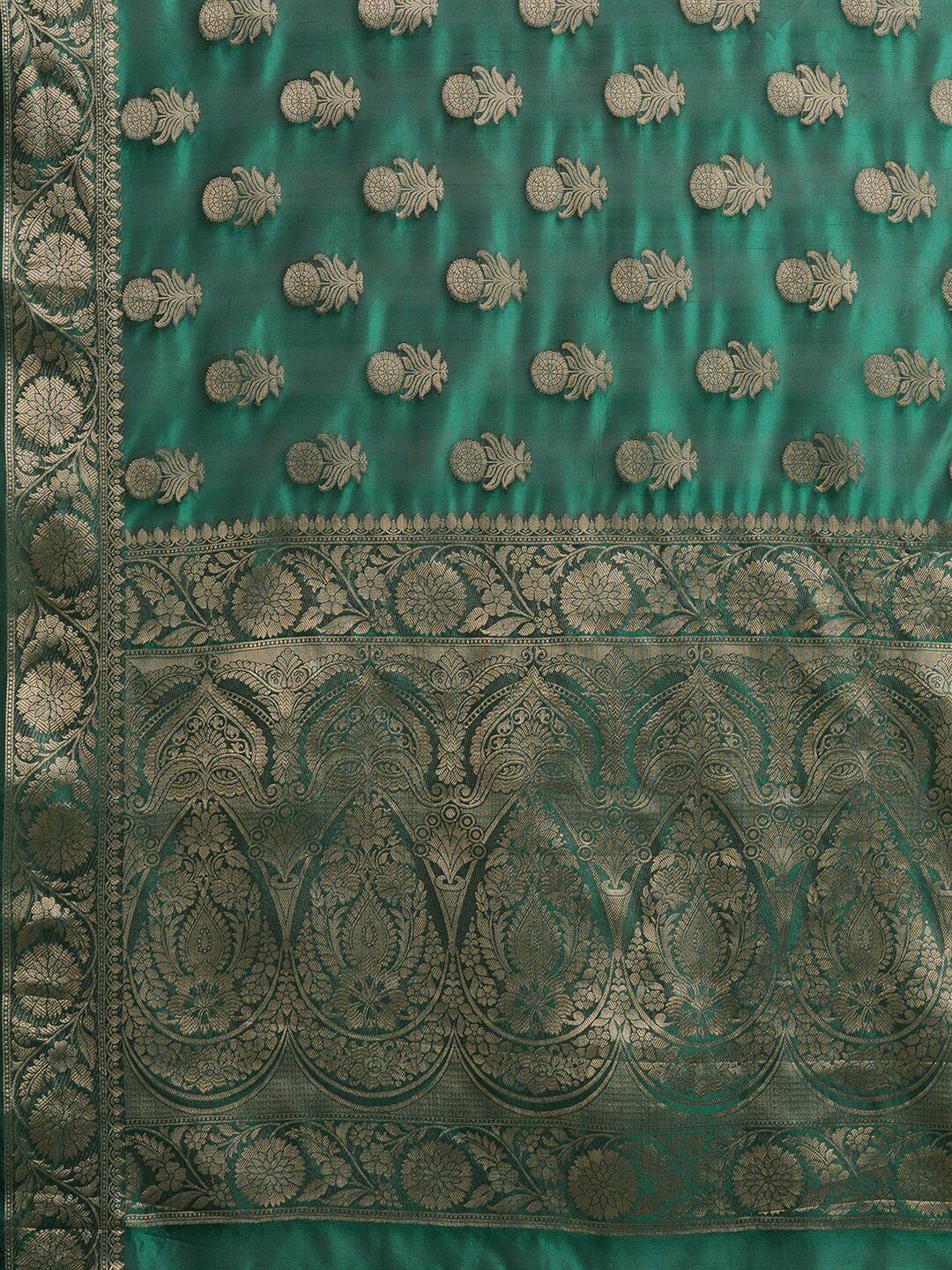 Saree mall Teal Green & Gold-Toned Woven Design Zari Organza Bagh Sarees