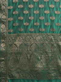 Saree mall Teal Green & Gold-Toned Woven Design Zari Organza Bagh Sarees
