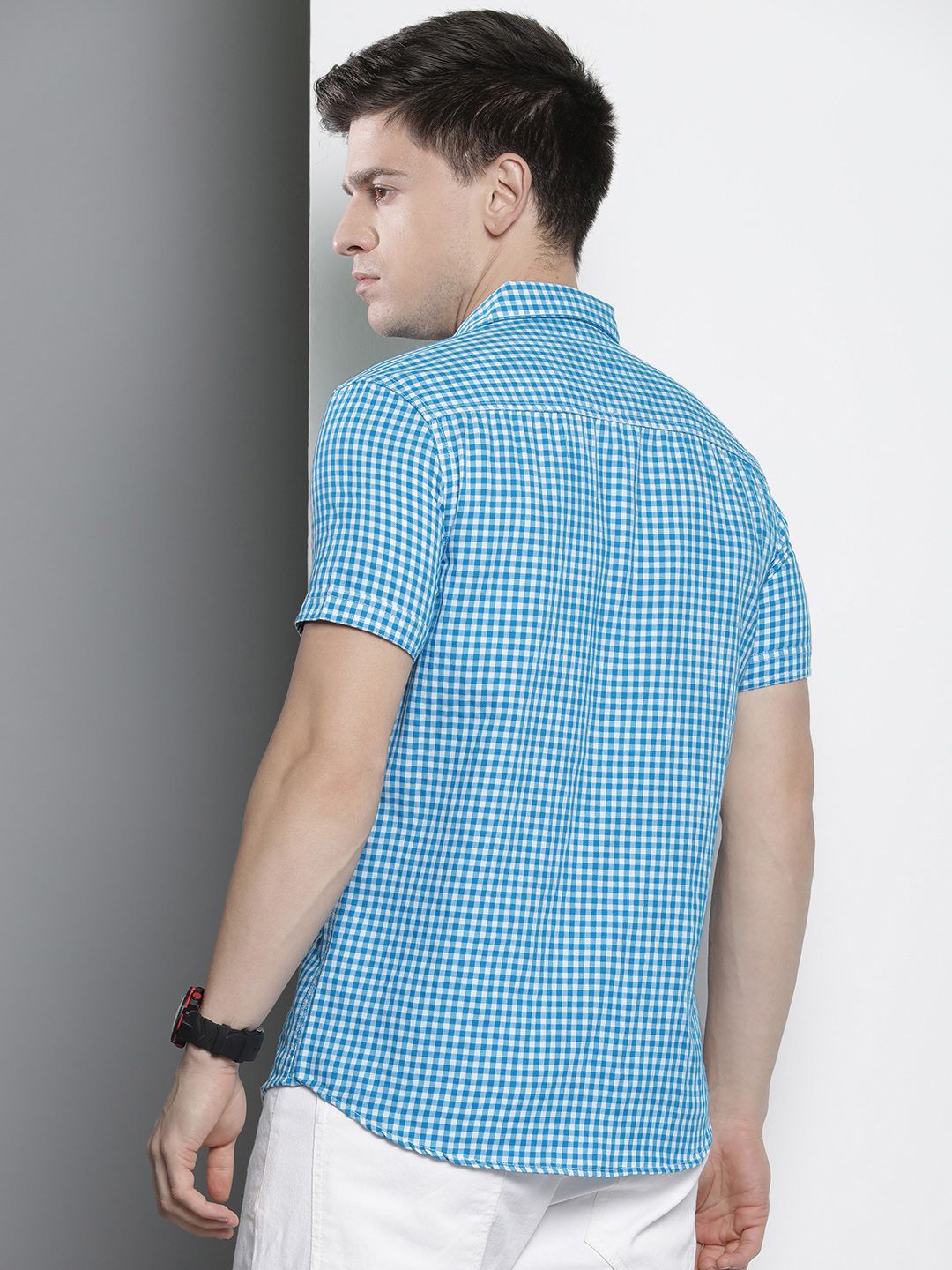 The Indian Garage Co Men Slim Fit Grid Tattersall Checked Casual Shirt