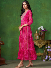 KALINI Ethnic Motifs Fit and Flare Ethnic Dress