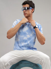 ADRO Tie & Dye Printed Round Neck Short Sleeves Regular Fit Cotton T-shirt
