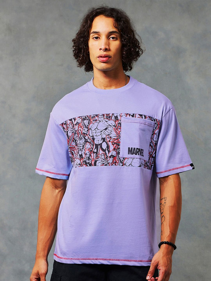 Bewakoof Marvel Printed Drop-Shoulder Sleeves Sleeves Oversized Cotton T-shirt