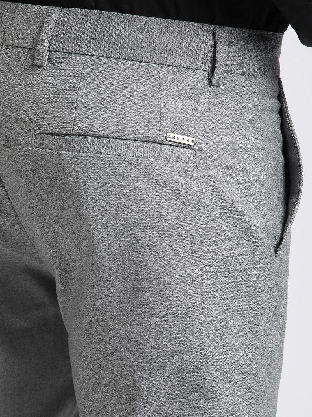 THE BEAR HOUSE Men Solid Tapered Fit Mid-Rise Formal Trousers