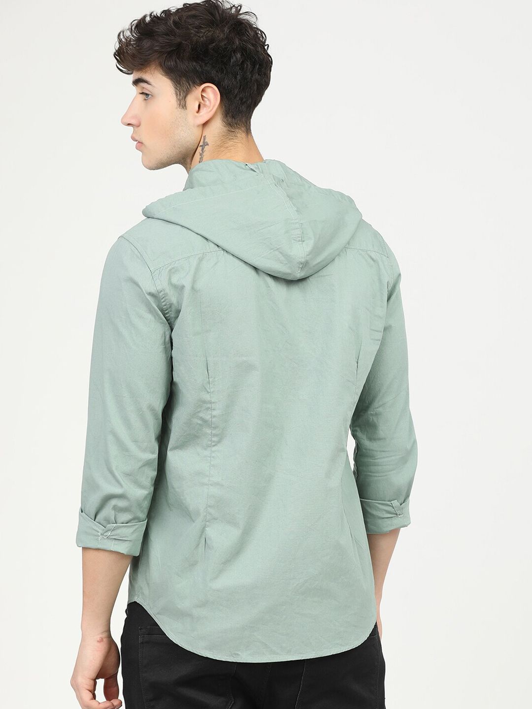 HIGHLANDER Men Green Slim Fit Opaque Casual Shirt