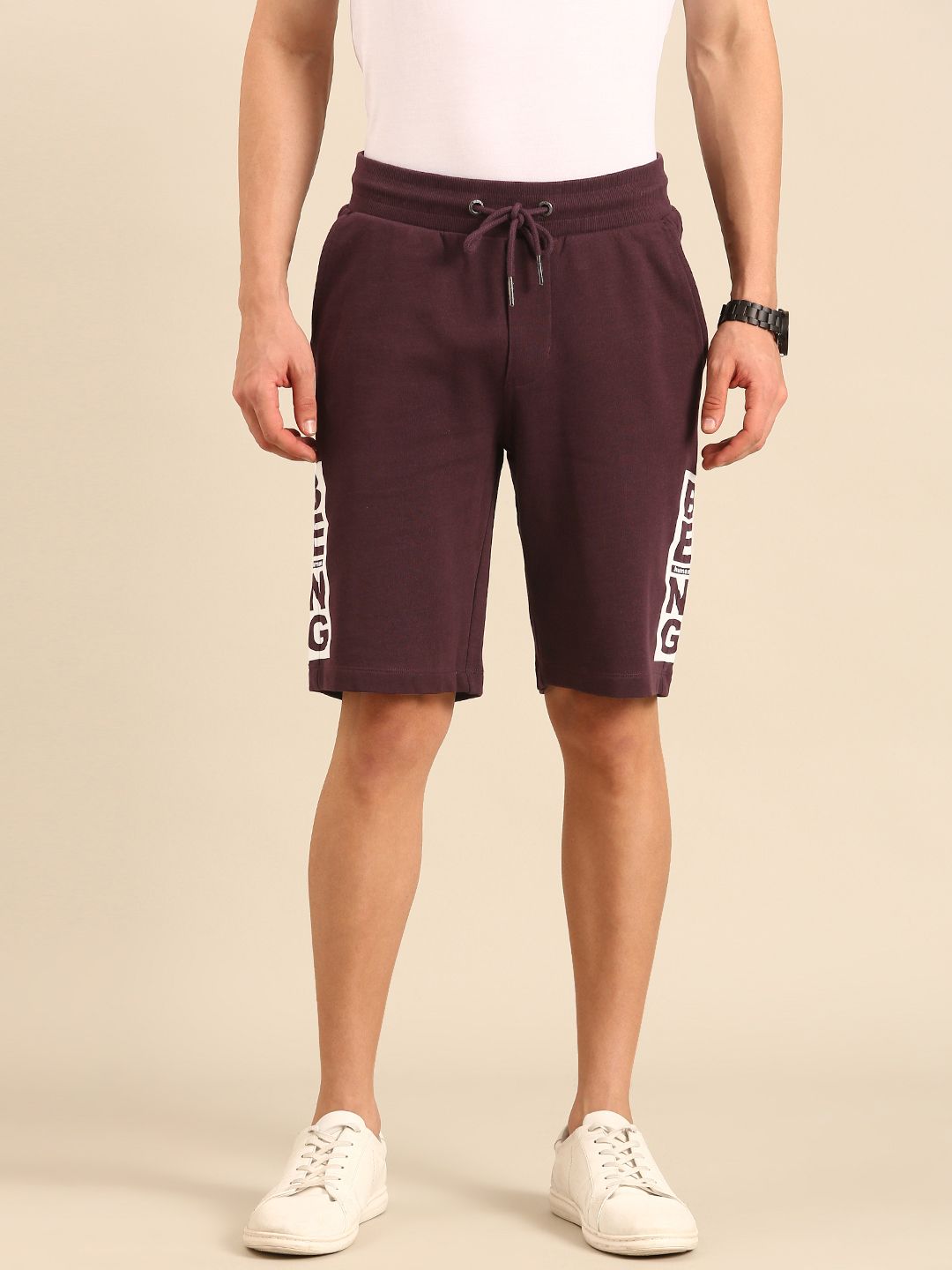 Being Human Men Pure Cotton Brand Logo Printed Regular Shorts