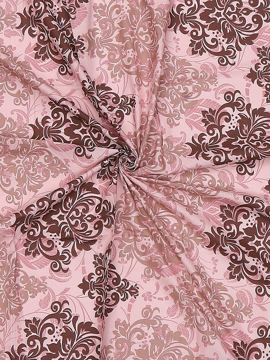 Monte Carlo Pink & Brown Floral Printed 104 TC Single Bedsheet Set 2.24 m x 1.52 m