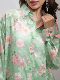 Tokyo Talkies Women Textured re Jacquard Shirt Shorts Co-Ord Set