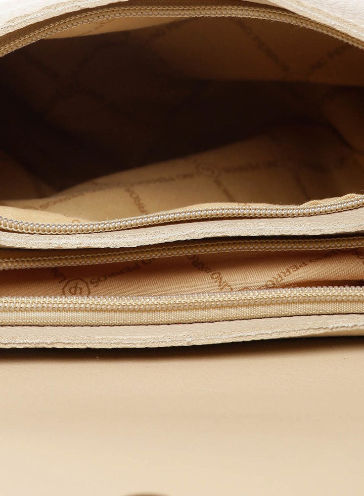 Beige Solid Sling Bag