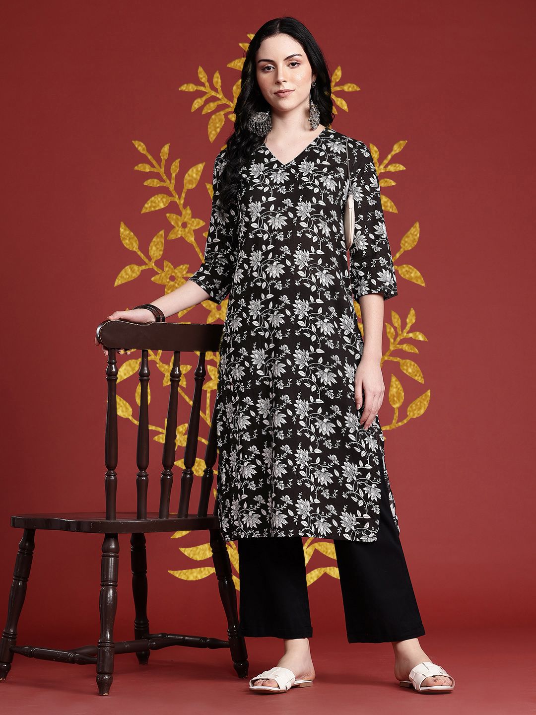 Anouk Floral Printed Pure Cotton Kurta
