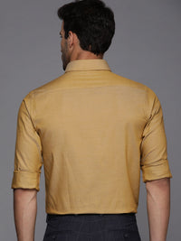 Raymond Men Khaki Solid Slim Fit Pure Cotton Formal Shirt