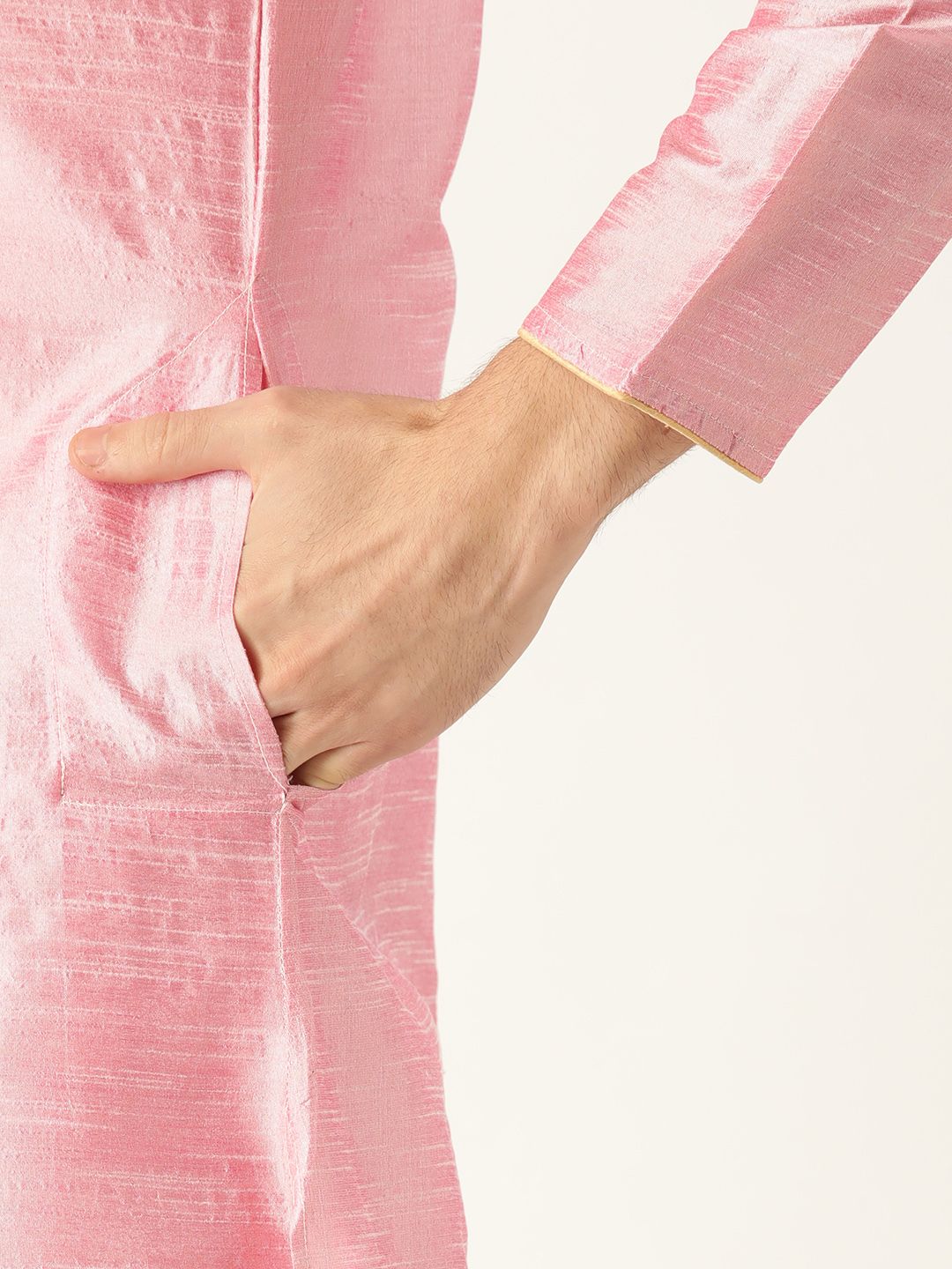 SOJANYA Men Pink Solid Kurta Lurus