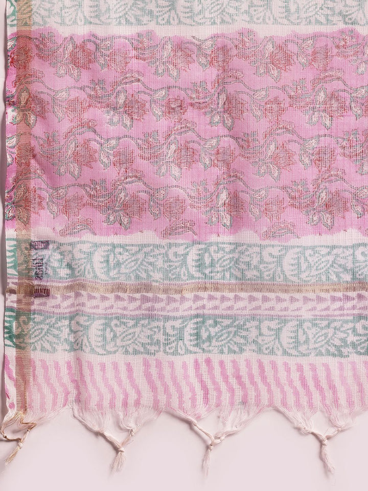Libas Printed Regular Gotta Patti Pure Cotton Straight Kurta with Trousers & Dupatta