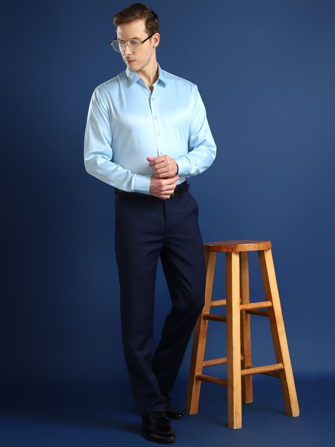 Hancock Men Spread Collar Solid Slim Fit Party Shirt