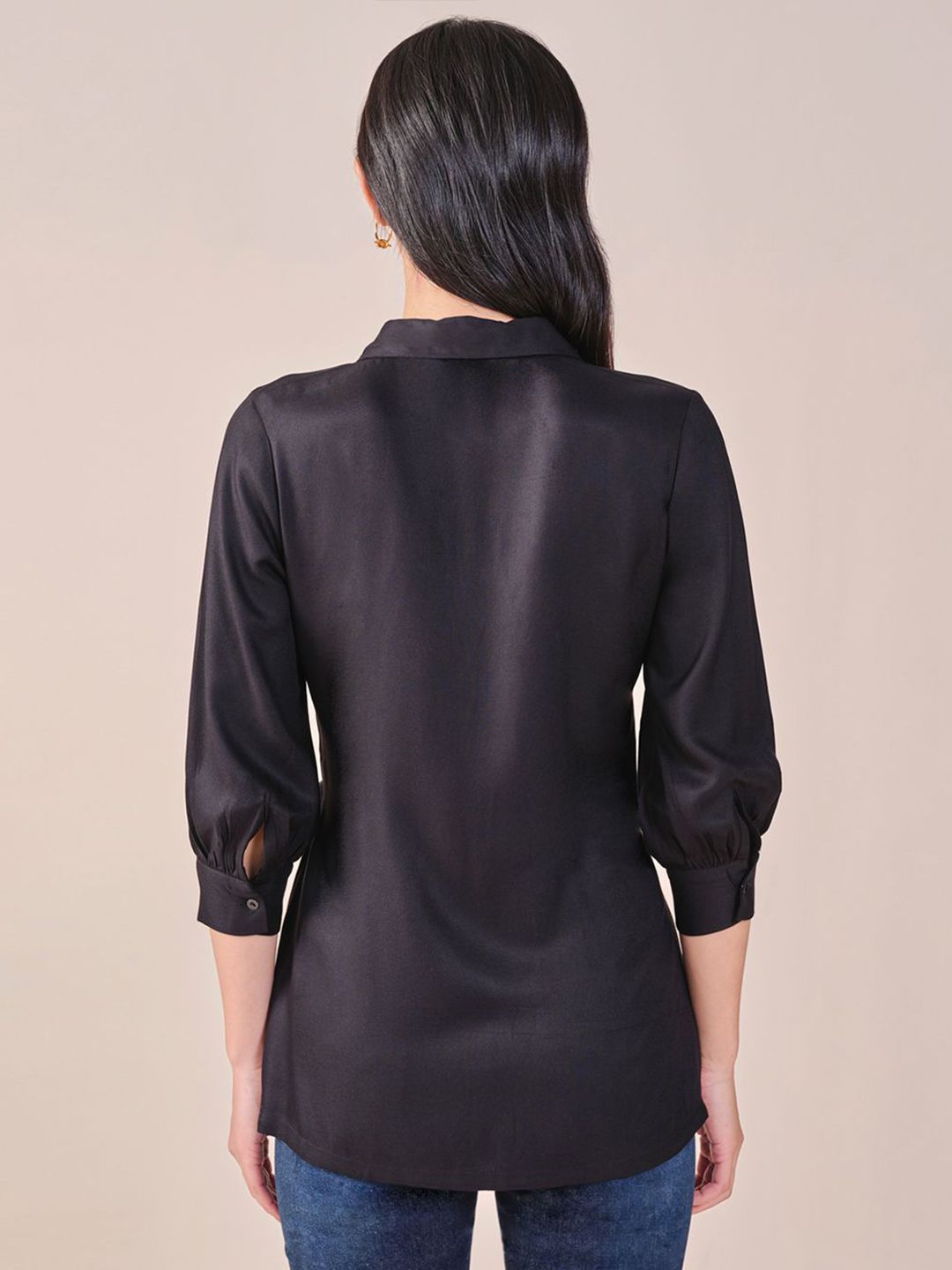 AND Shirt Collar Wrap Top
