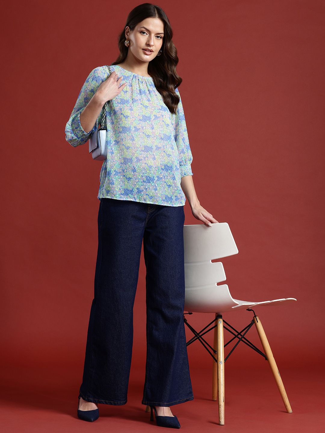all about you Floral Print Semi Sheer Top