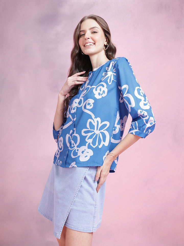 DressBerry Floral Printed Shirt-Style Top