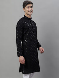 Jompers Mandarin Collar Ethnic Motifs Chikankari Sequined Kurta