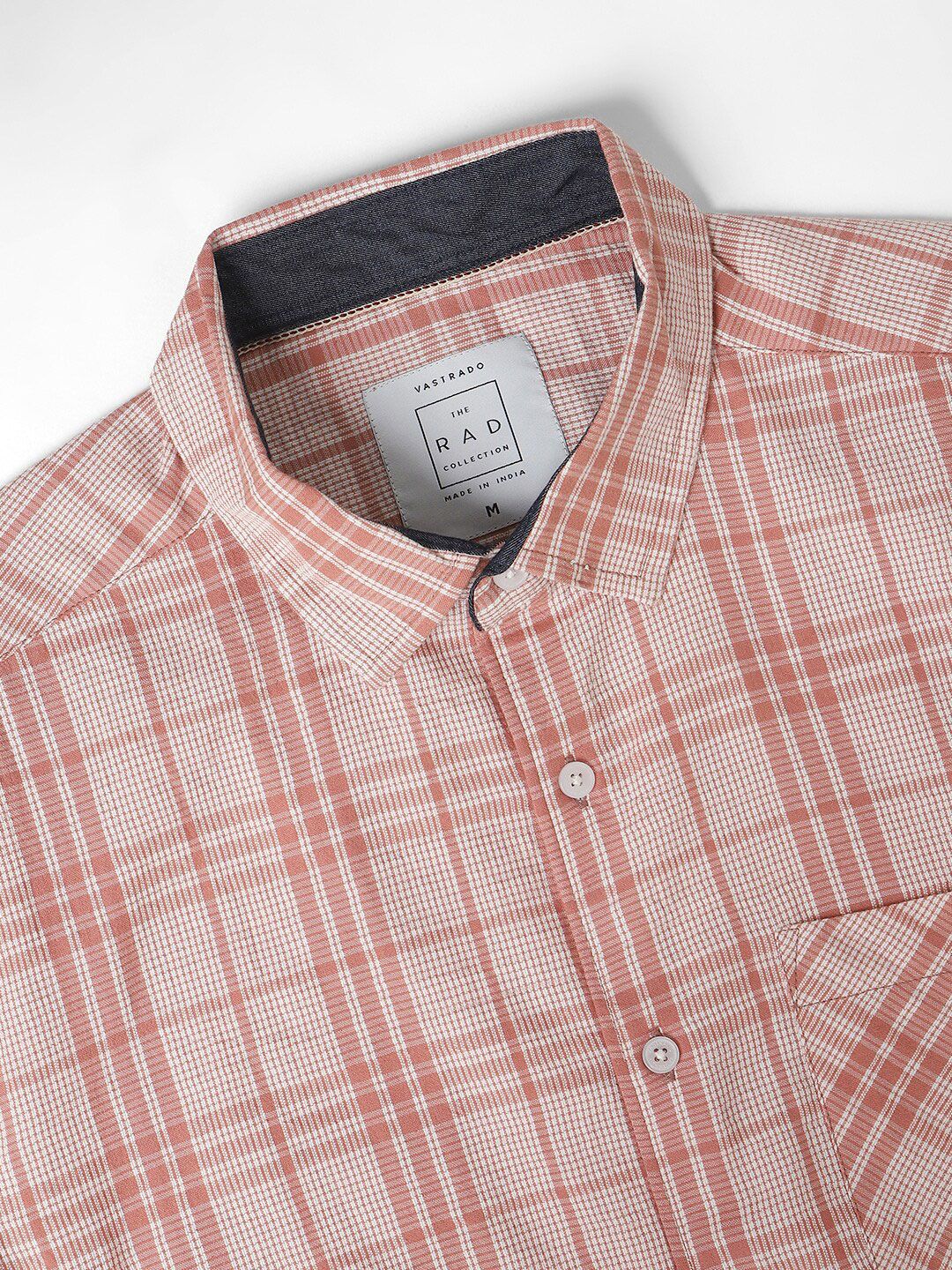 VASTRADO Slim Fit Tartan Checked Spread Collar Cotton Casual Shirt