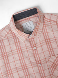 VASTRADO Slim Fit Tartan Checked Spread Collar Cotton Casual Shirt