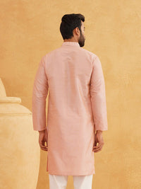 SOJANYA Men Pink & Golden Kurta