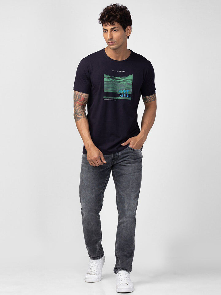 SPYKAR Men Printed Slim Fit Cotton T-shirt