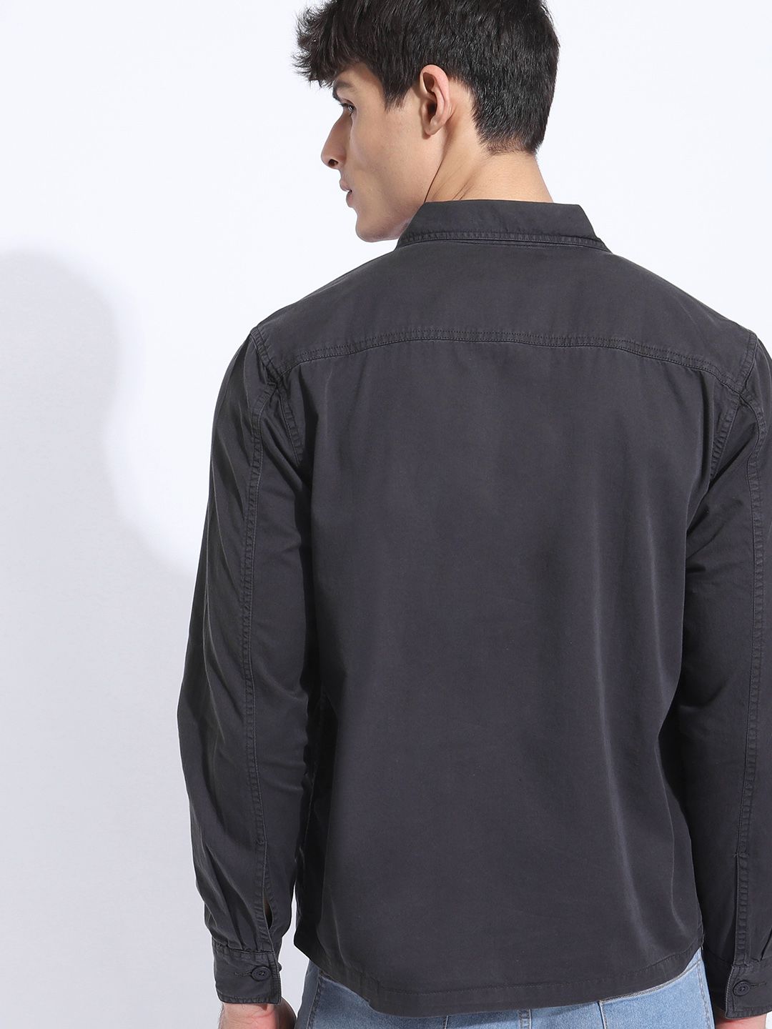 The Indian Garage Co Men Utililty Regular Fit Solid Shirt with Double Flap Pocket