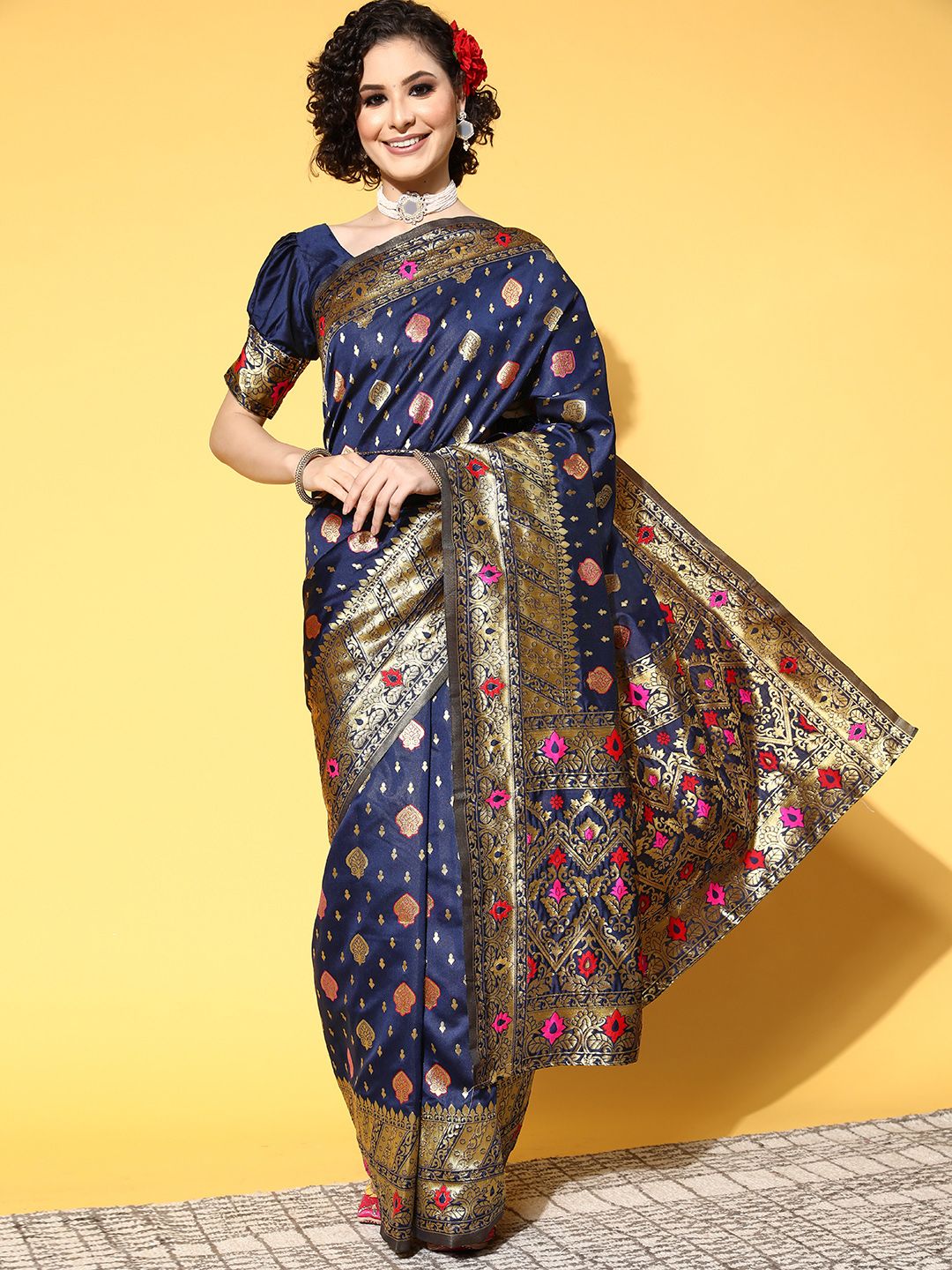 Saree mall Ethnic Motifs Saree With Woven Design Border