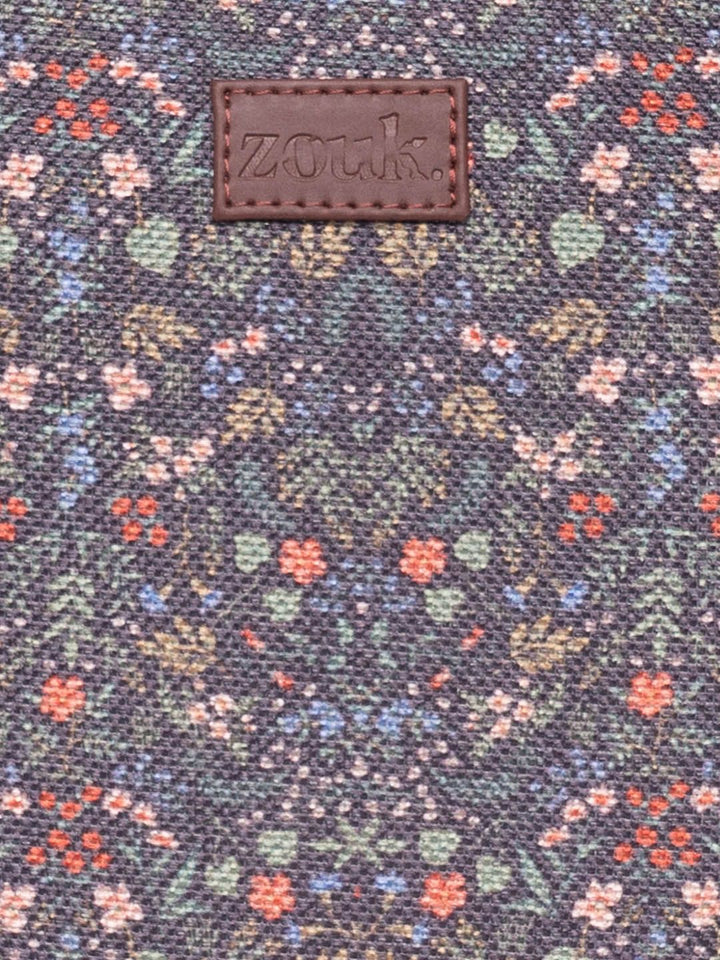 ZOUK Floral Printed Structured Shoulder Bag