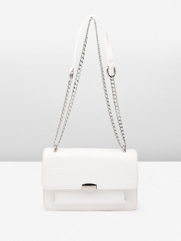 Lino Perros Croc Textured Structured Shoulder Bag