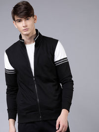HIGHLANDER Men Black & White Colourblocked Sweatshirt